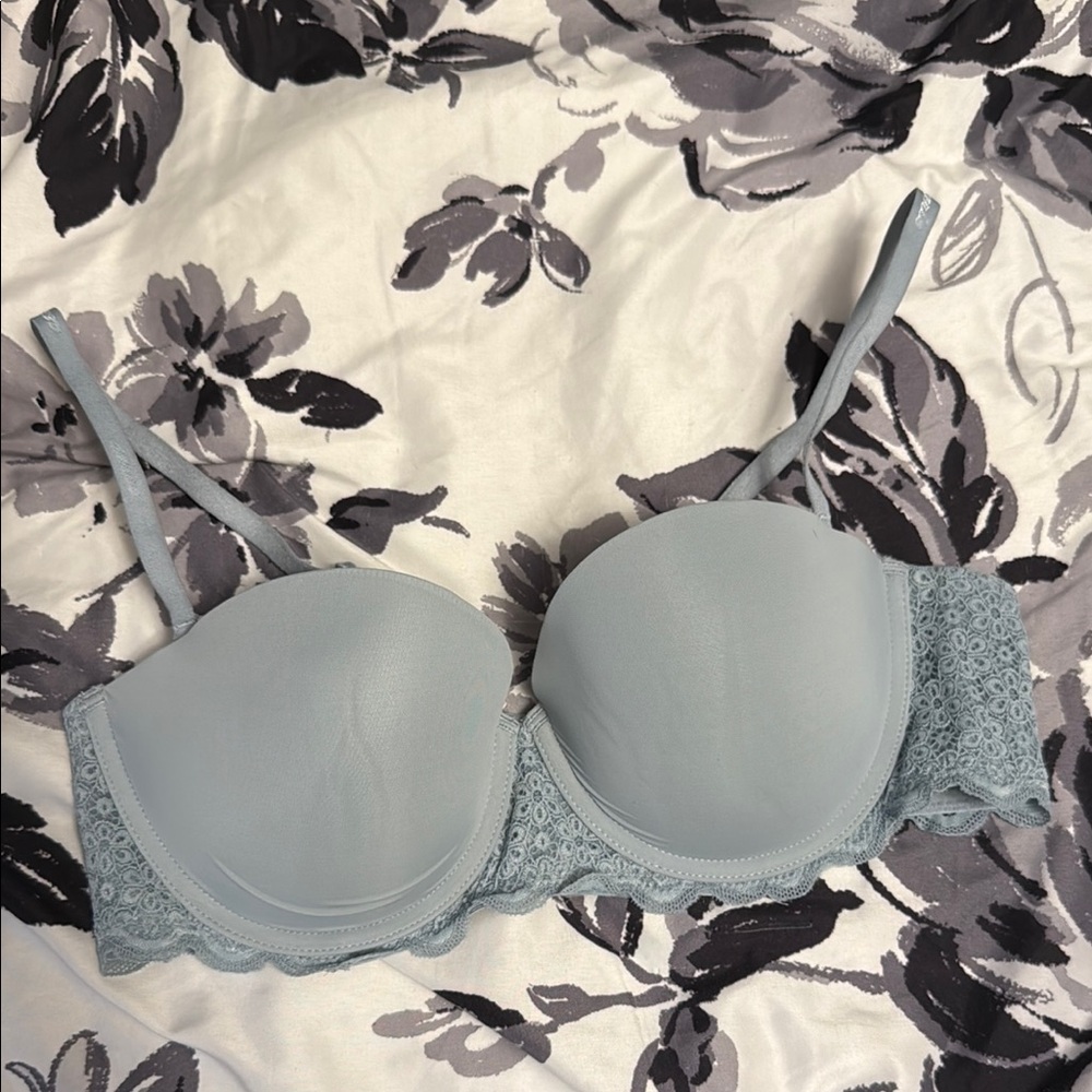 Aerie Blue Lace Trim T-Shirt Bra